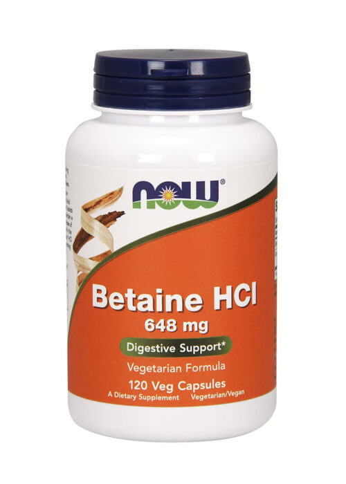 Now Betaine HCI- 648 mg 120 Vegetarian Capsules