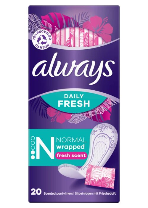 Always Dailies Singles Normal To Go Panty Liners Fresh x 20