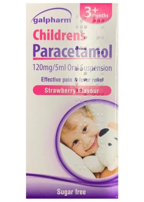 Galpharm 3+months Childrens Paracetamol Strawberry Flavour Sugar Free 100ml