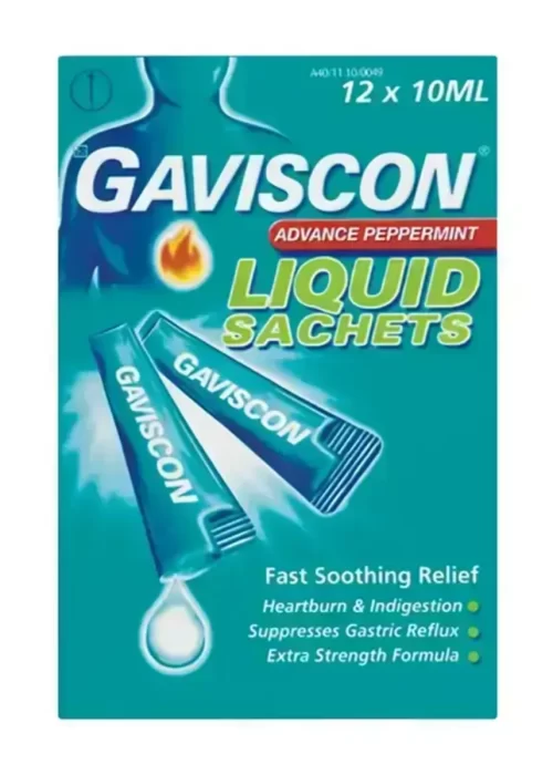 Gaviscon Advanced Peppermint Heartburn & Indigestion Liquid Sachets 12x10ml