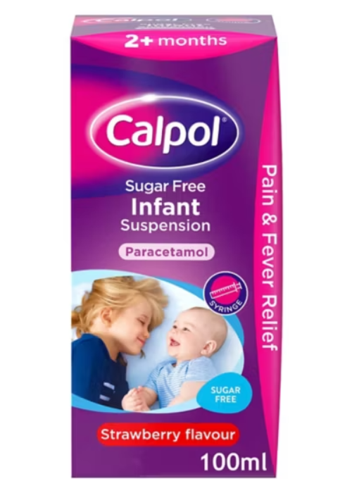 Calpol Infant Sugar Free Oral Suspension Strawberry Flavour 2+ Months 100ml