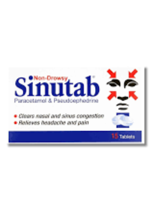 Sinutab Non-Drowsy Congestion Relief – 15 Tablets