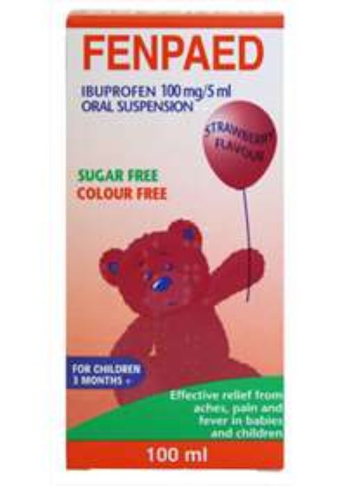 Fenpaed Ibuprofen Oral Suspension Strawberry Flavour Sugar Free 3 Months+ 100ml